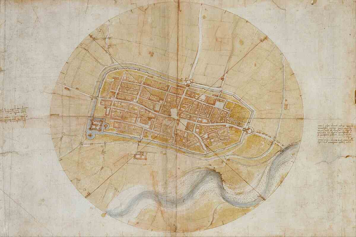 pianta di imola disegnata da leonardo